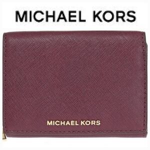 Michael Kors Jet Set Small Flap Leather ID Card Case- Mulberry